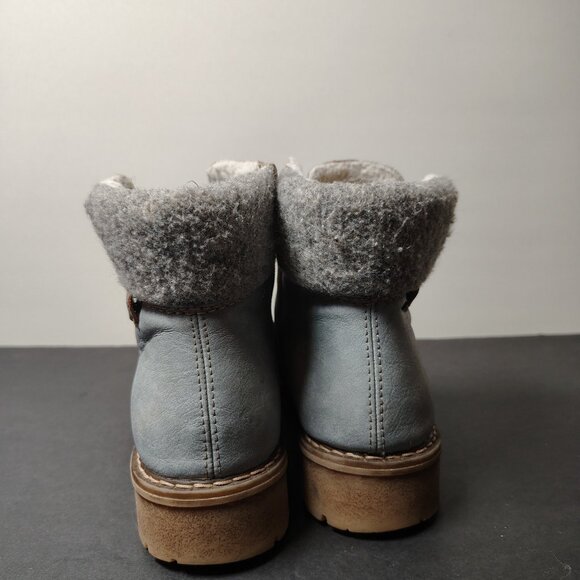 Rieker Boots Women's Size 39 Blue Sherpa Lace Up Zip Chunky Heel Snow Ankle - Picture 7 of 13